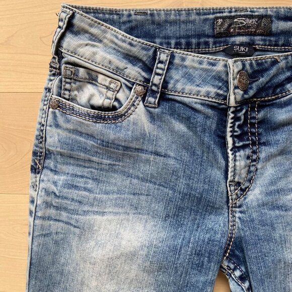 Silver Jeans silver Suki Women Medium Rise Straight Leg Jeans 32 Bleach tie dye - Picture 6 of 13